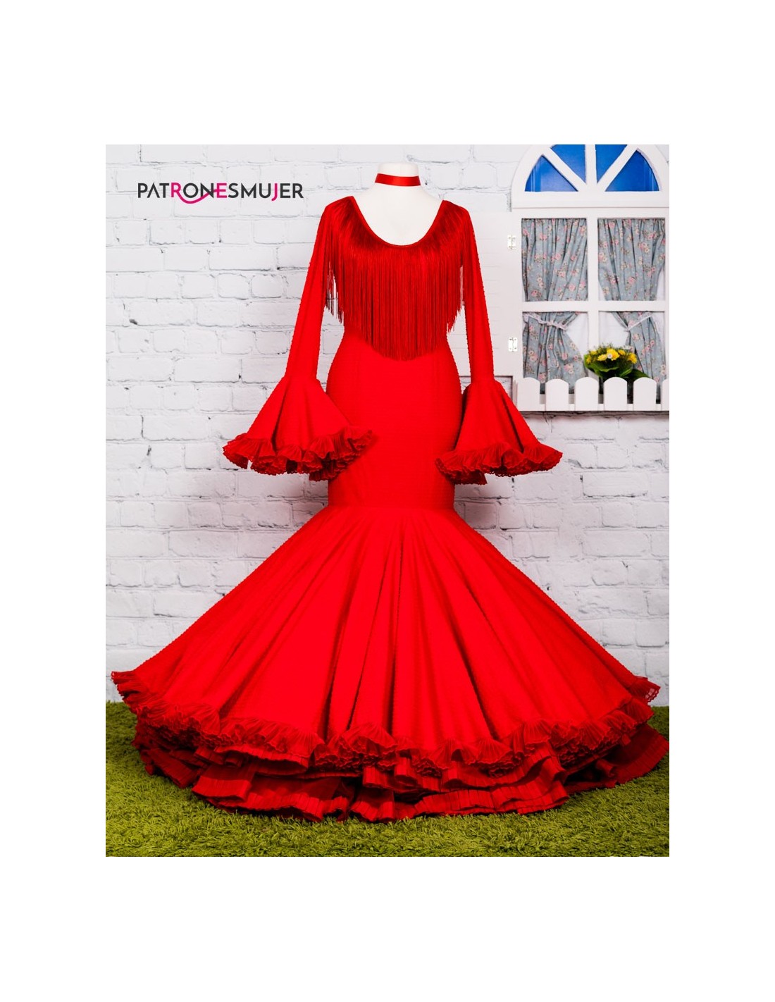 Patrón de vestido flamenco clavel de | Máquinas de Bordar