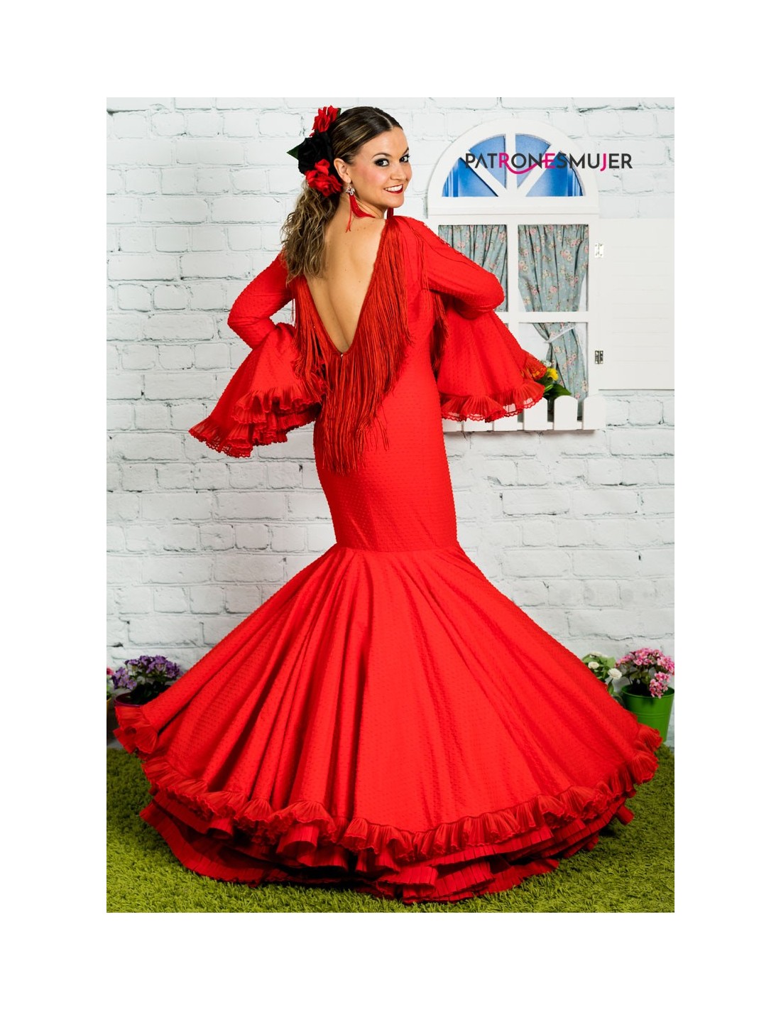 Patrón de vestido flamenco clavel de | Máquinas de Bordar