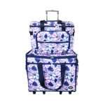 Maleta trolley floral con bolsa de mano.